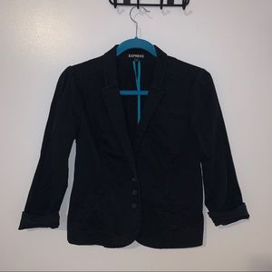 EXPRESS black cotton cropped blazer with 3/4 length bracelet sleeves